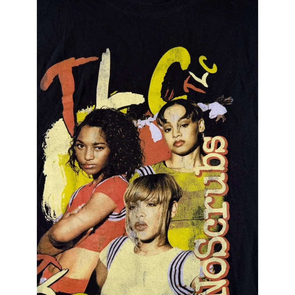 TLC‎ No Scrubs Graphic T-Shirt Black 90s R&B Hip Hop Streetwear Tee Large